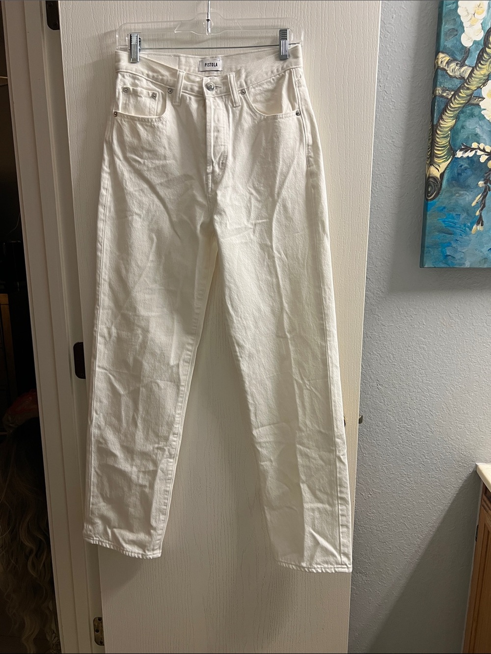 Pistola White Denim Jeans with Branded Button